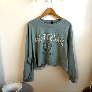 Wild Fable Long Sleeve Cropped Amsterdam Top Sz L